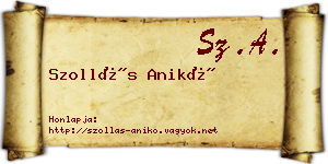 Szollás Anikó névjegykártya